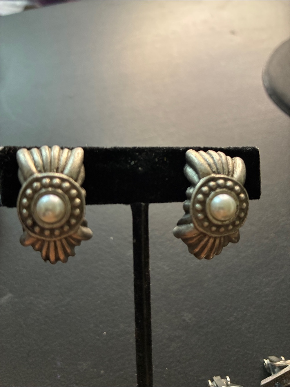 Classic Silver-Tone Pearl Accent Clip-On Earrings